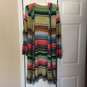 Free people multi color cardigan with hood